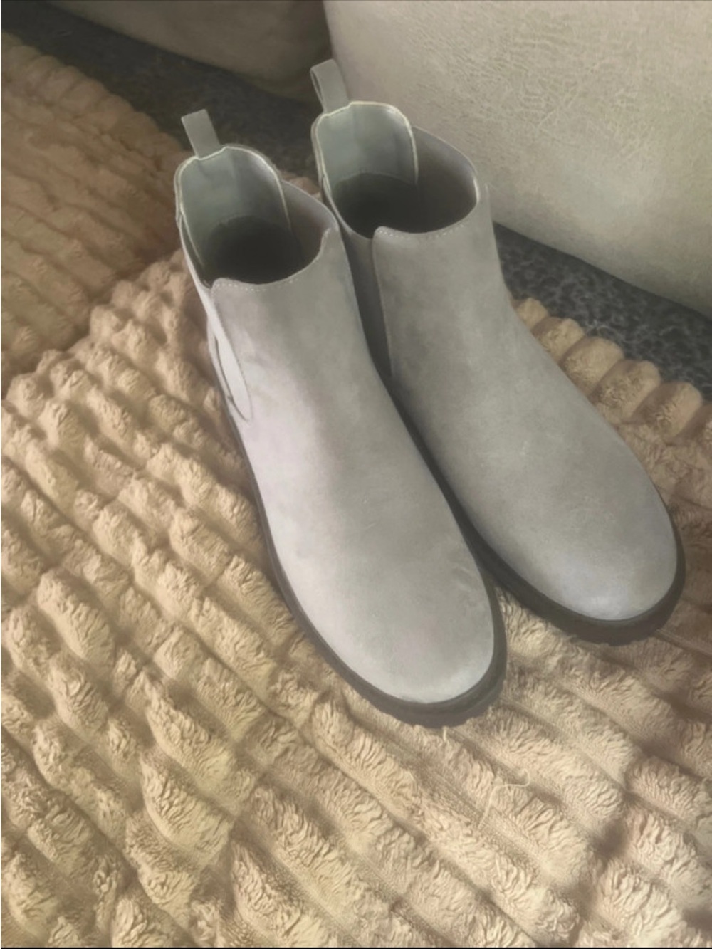 JustFab Light Gray Chelsea Booties